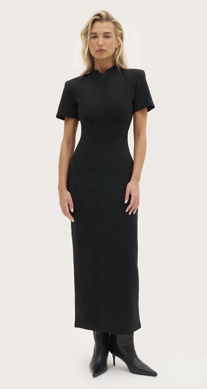 Maebe Power Fitted Power Dress - Cream US 6 Women’s UK 10 Black
